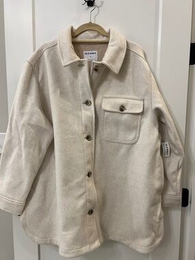 Old Navy Cream Button-Front Shacket Jacket